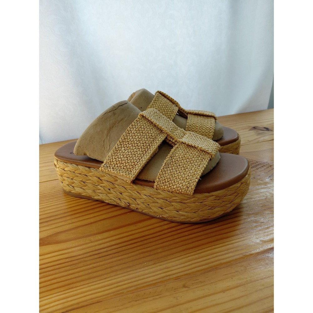 Zodiac Izzy Espadrille Womens US 9 Silver Raffia Slip On Platform Sandals GAL554